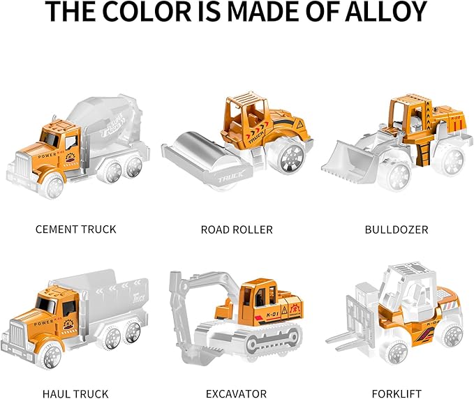 TEMI Toddler Toys for 3 4 5 6 Years Old Boys, Die-cast Construction Toys Car Carrier Vehicle Toy Set w/Play Mat, Kids Toys Truck Alloy Metal Car Toys Set for Age 3-9 Toddlers Kids Boys & Girls