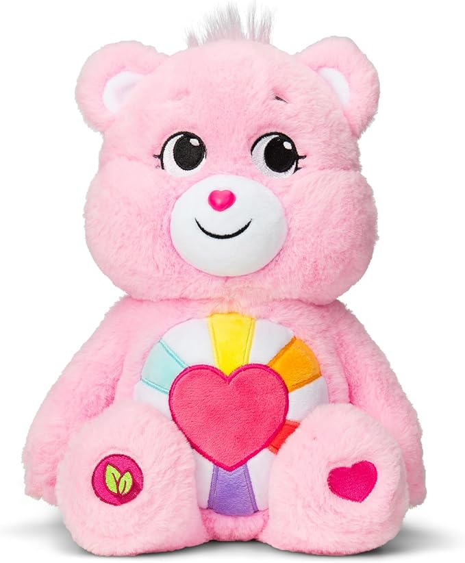 Care Bears 14" Hopeful Heart Bear Plushie - Medium Size - Pink Plush for Ages 4+ – Perfect Stuffed Animal Holiday, Birthday Gift, Super Soft and Cuddly – Gift for Girls and Boys, Collectors