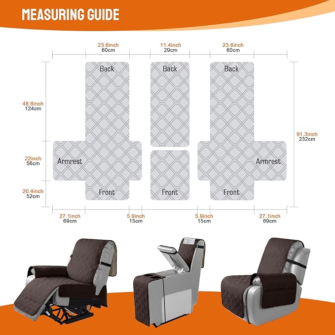 VANSOFY Loveseat Recliner Cover with Console 100% Waterproof Sofa Slipcovers Non-Slip Reclining Couch Cover Split Sofa Covers Furniture Protector for Pets, Dogs(Dark Chocolate)