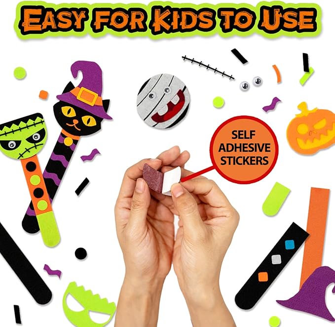 Shemira 16 Pack Halloween Crafts for Kids, Halloween Bookmark Craft for Party Favors, Halloween Trick or Treating Gifts Toys, Halloween Miniatures Prizes for Kids, Halloween School Art Activities