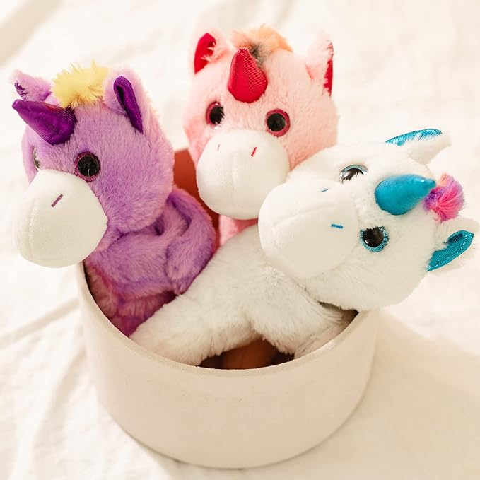 Unicorn Slap Bracelets Stuffed Animals - Plush Toy for Kids and Teens, Toddler Bed and Stroller Toys, Purple,8.5"