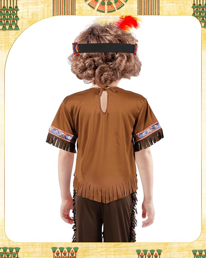 Liitrsh 6 Pcs Kids Native American Costume Sets Boys Girls Indian Costume Holiday Party Fancy Dress Cosplay