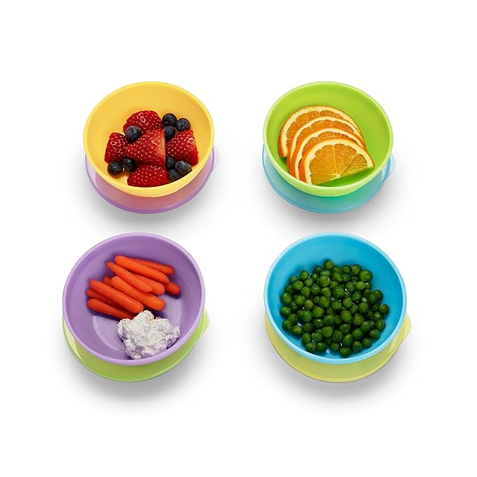 Munchkin® Love-a-Bowls™ 10 Piece Baby Feeding Set, Includes Bowls with Lids and Spoons, Multicolor