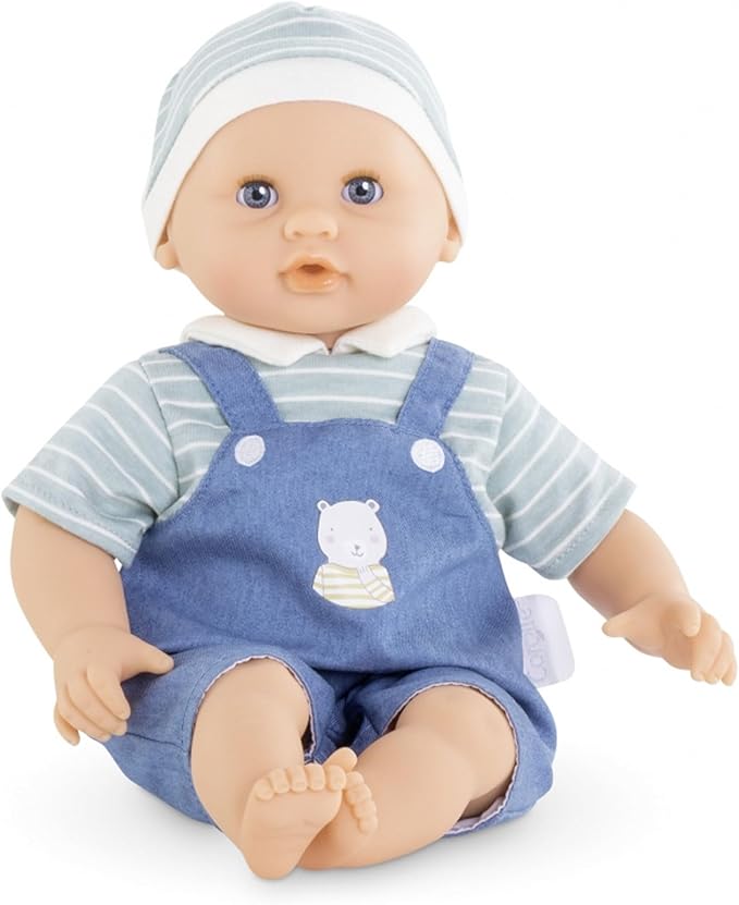 Corolle Bébé Calin Mael Boy Baby Doll - 12" Soft Body Doll with Blue Outfit, Sleeping Eyes That Open and Close, Vanilla Scented, Mon Premier Poupon Collection for Ages 18 Months and up
