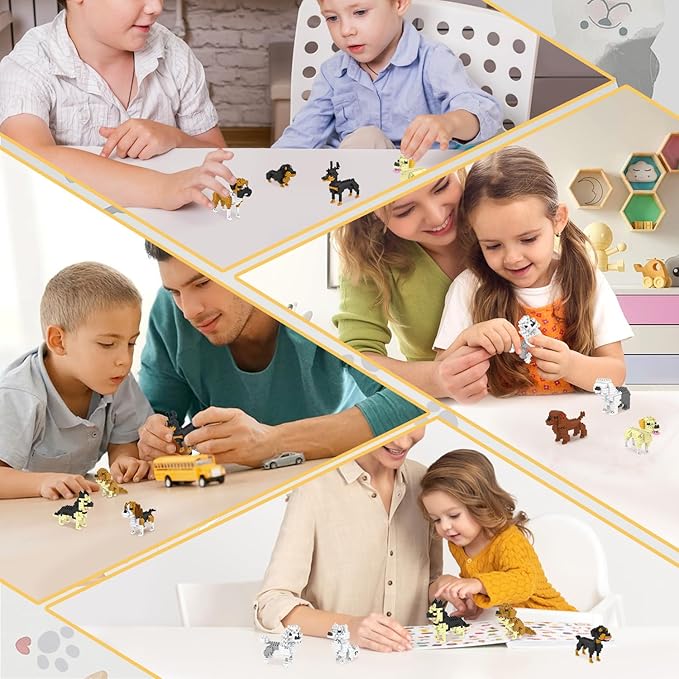 BOROLA Pet Dog Building Blocks Set Educational Toy Realistic Fun Animal Assembly Kit Toys Games(Golden Retriever Blocks)