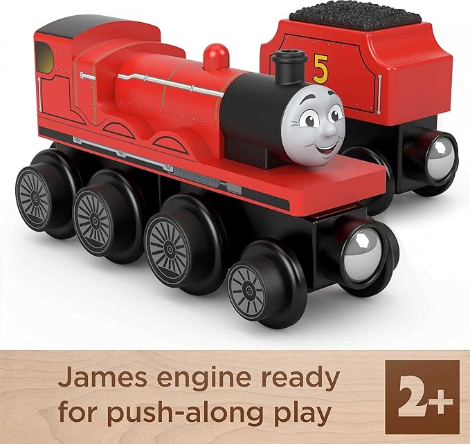 Thomas & Friends Wooden Railway Toy Train James Push-Along Wood Engine & Coal Car for Toddlers & Preschool Kids Ages 2+ Years (Amazon Exclusive)