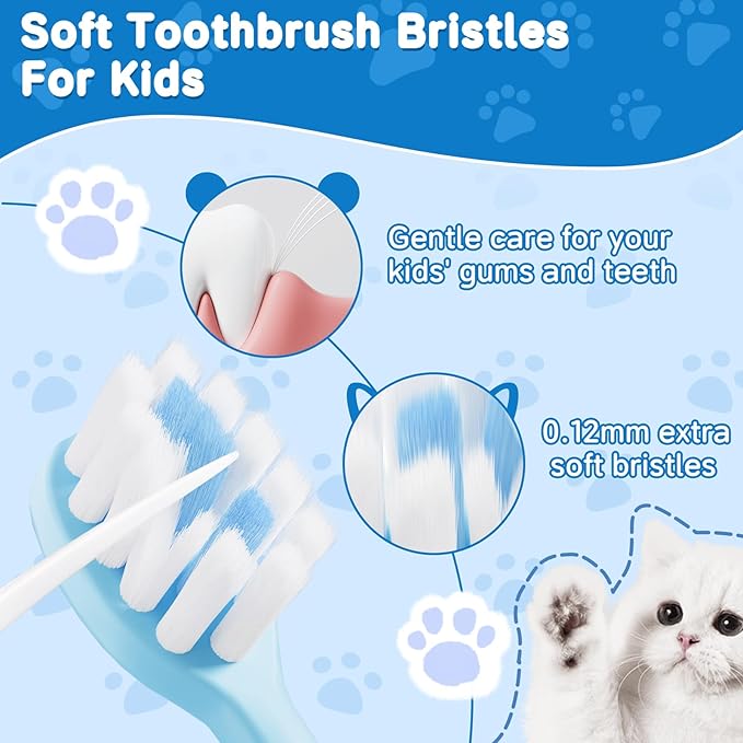 Kids Toothbrush 8 Pack Toddler Toothbrush for 2-10 Yeas Old Soft Children Manual Toothbrush for Clean Teeth Cute Cat Shaped Make Your Baby Love Brushing Teeth Multicolor