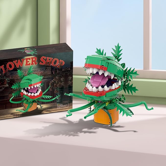 Audrey II Building Blocks Set Compatible with Lego, Piranha Flower Little Shop of Horrors Building Kit, Cannibal Flower Building Bricks Toys Gifts for Boys Girls Kids Adult(303 Pieces)