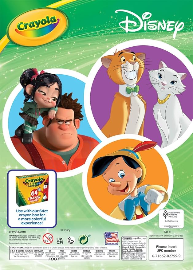 Crayola Disney Coloring Book (288pgs), Disney Sticker & Coloring Book for Kids, Disney Toys & Gifts, Stocking Stuffer for Girls & Boys, 3+