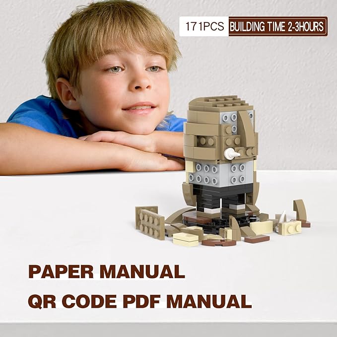 MOOXI-MOC Anime Brick Mini Headz Hashibira Inosuke Building Set,Creative Cute Building Blocks Children Kits,Gifts for Kids(171pcs)