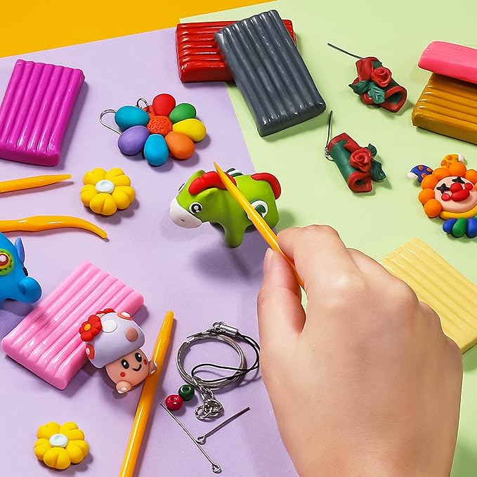 Polymer Clay 50 Colors, Modeling Clay for Kids DIY Starter Kits, Oven Bake Model Clay, Non-Toxic, Non-Sticky, Ideal Gift for Children and Artists.