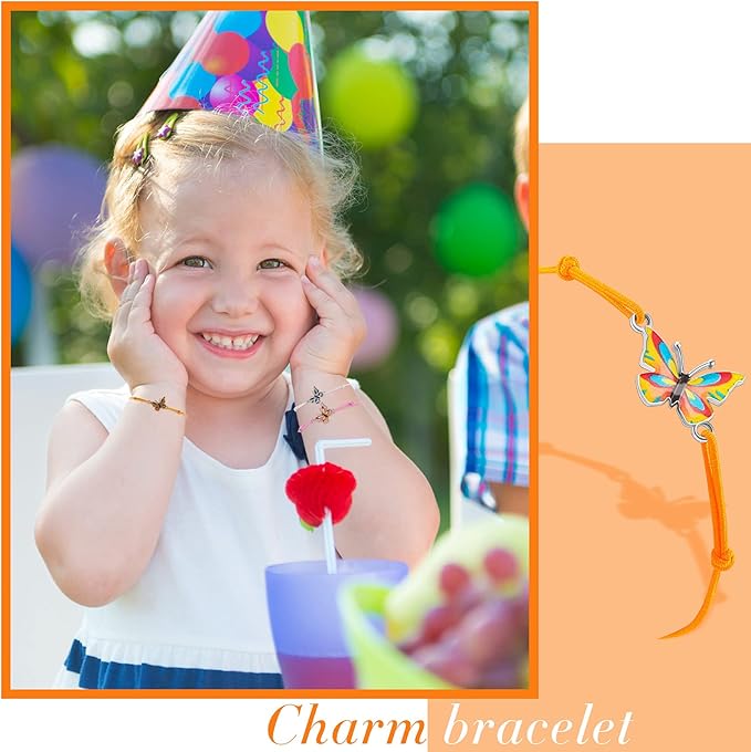 Hicarer 24 Pcs Butterfly Bracelets Party Favors Friendship Bracelets Colorful Adjustable Woven Bracelets for Women Girls Kids Butterfly Fairy Party Favors Christmas Birthday Gifts