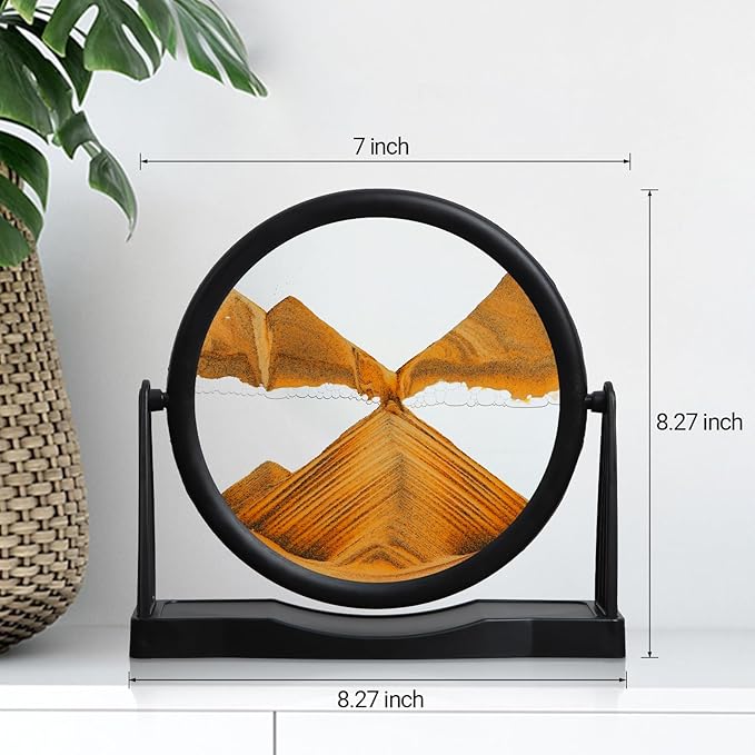 MXYATCJ | Moving Sand Art | Sand Art Liquid Motion | Sand Art Pictures | 3D Deep Sea Sandscape | Glass Sand Art Display | Sand Relaxing Gift for Adult | Home Office Decor | Desktop Toys | (8'' Orange)