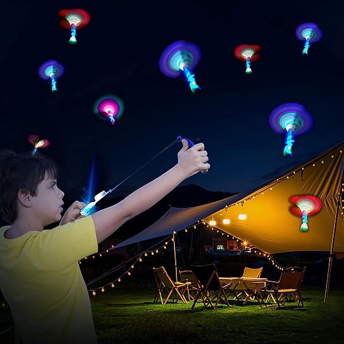 72 Pcs Slingshot Outdoor Toys,Glow in The Dark Party Supplies Toys Rocket with Launcher,Glow Sticks Easter Basket Stuffers Birthday Party Favors for Kids 4-8-12 Bulk Toys