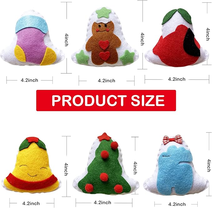 MOVEBO DIY Craft Sewing Kits for Christmas,Christmas Ornaments DIY Craft Kits for Kids (Christmas Ornaments DIY 2)