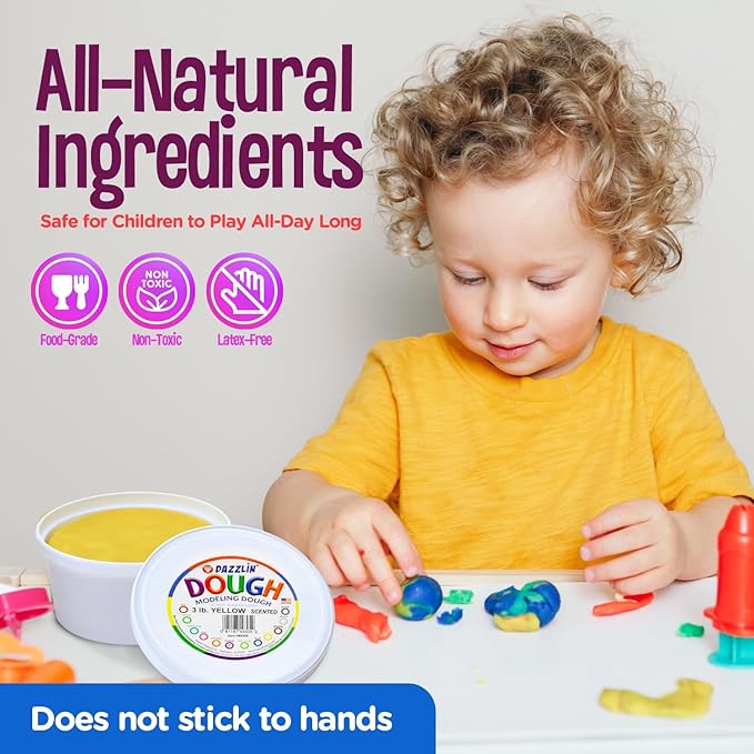 Hygloss Play Modeling Dough - Yellow Dough Scented - Safe & Non-Toxic for Kids Arts & Crafts - Party Favors - Classroom Supplies - 3lb