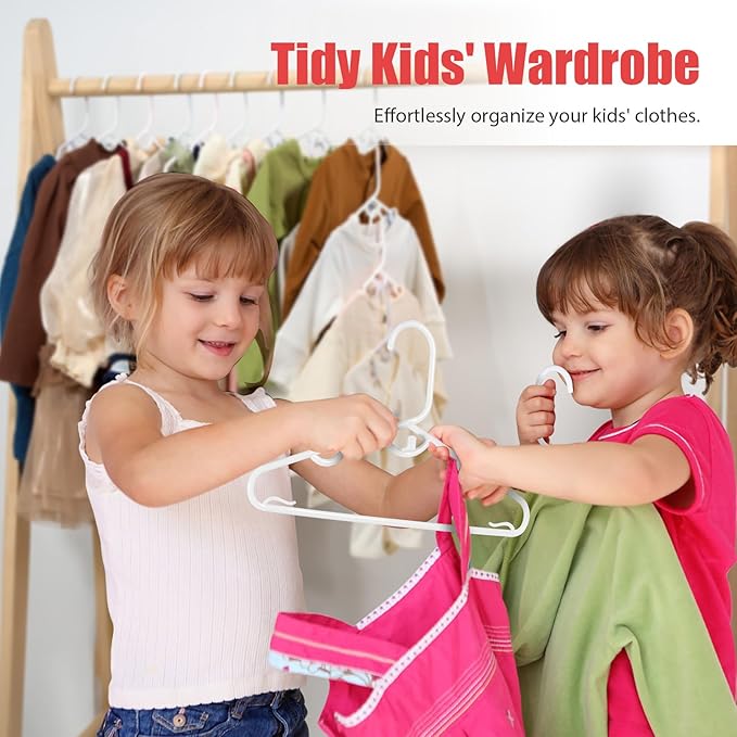 Baby Hangers 60 Pack Plastic Kids Hangers, White Toddler Hangers Baby Clothes Hangers for Closet, Infant Hangers for Nursery Boys and Girls