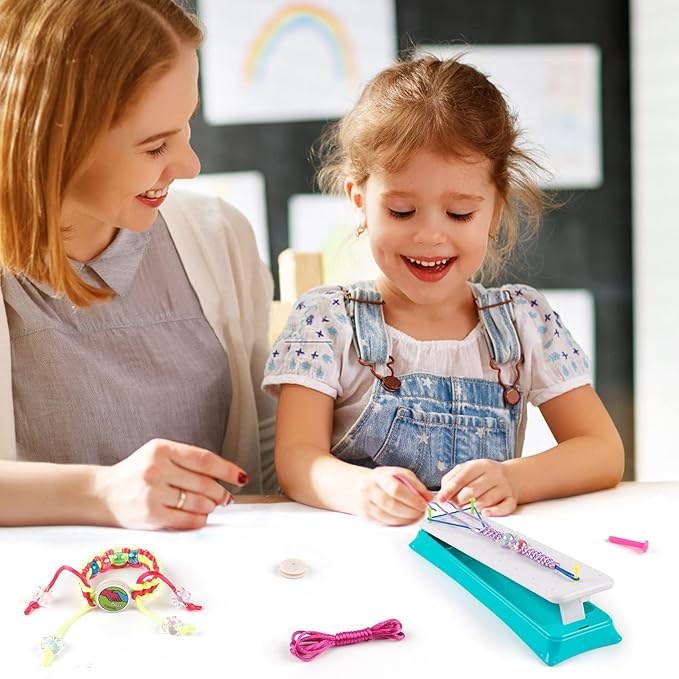 PREPOP Arts and Crafts Toys - Friendship Bracelet Making Kit for Girls, DIY Birthday Gifts for Kids Ages 7 8 9 10 11 12 Year Old, Travel Activity and Party Supply for Bracelets String Maker