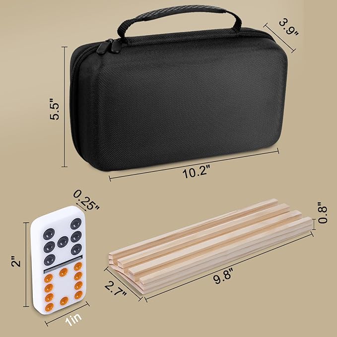 BATURU Double 12 Mexican Train Dominoes Set, Dominos Set for Adults - 91 Numer Tiles with Carry Case, Fun Board Games for Adults & Family Game Night, Travel Games, Easter Basket Stuffers (4 Racks)