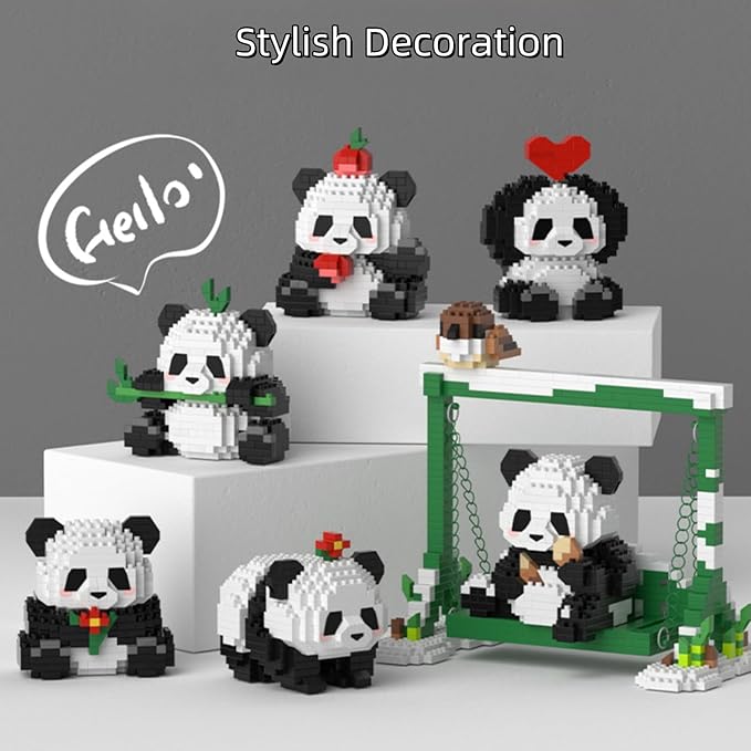 QMEAKMONY Mini Building Blocks Panda Sets Cute Micro Mini Panda Building Bricks for Adults Micro Nano Bricks Perfect Party Favors for Teenagers. (359 PCS)