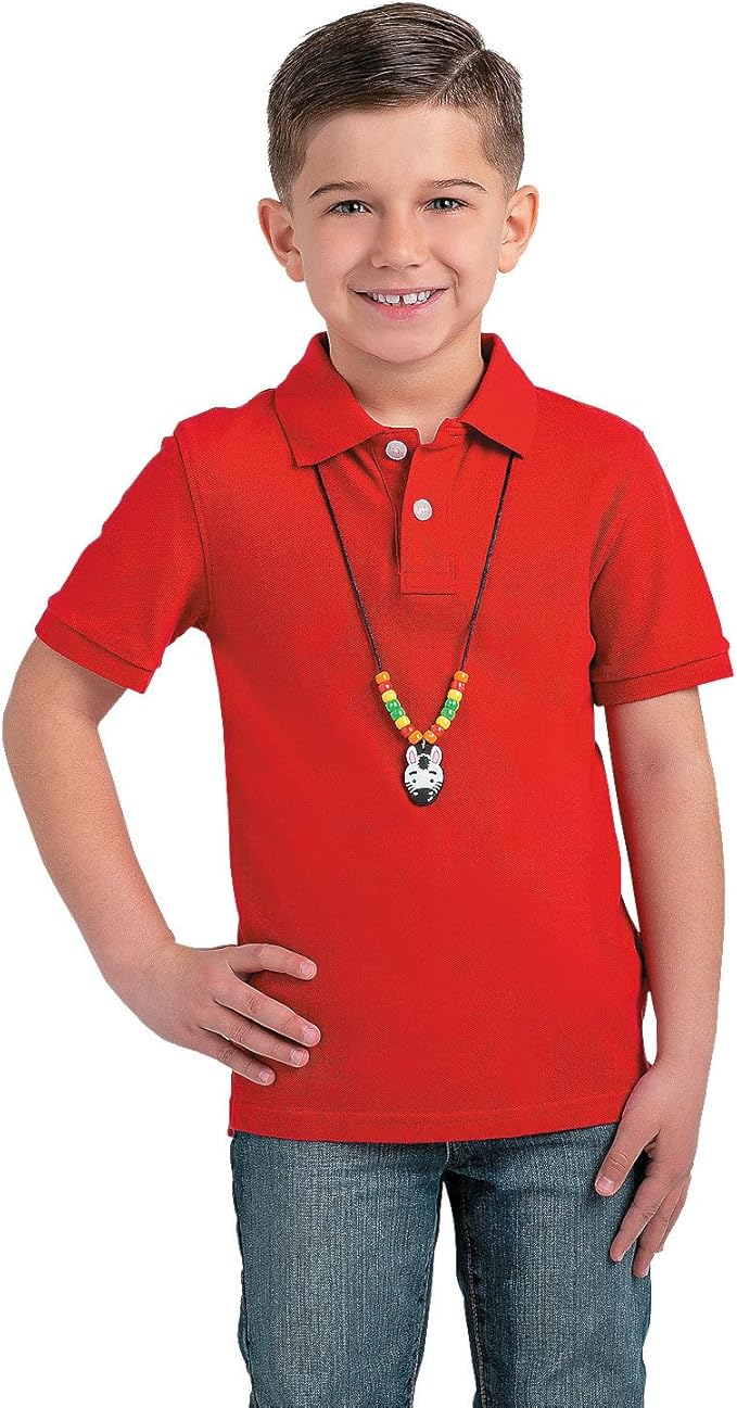 Zoo Animal Bead Necklace Craft Kits - Makes 12 - DIY Crafts for Kids and Fun Home Activities