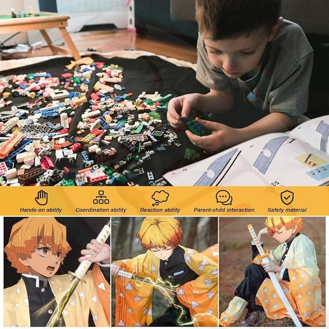 Demon Slayer Swords Building Set, 39in Zenitsu Sword Building Block with Scabbard and Stand, Katana Demon Slayer Gift for Boy, 956 Pcs