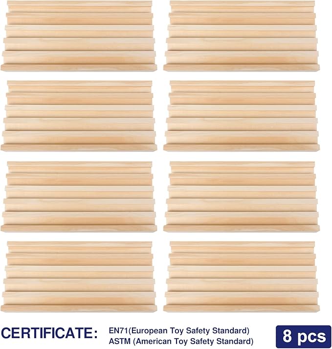 GOTHINK Wooden Domino Racks Set of 8 Trays for Mexican Train Dominoes Games Domino Tiles Holders Mexican Train Accessories for Adults & Kids - Dominoes NOT Included