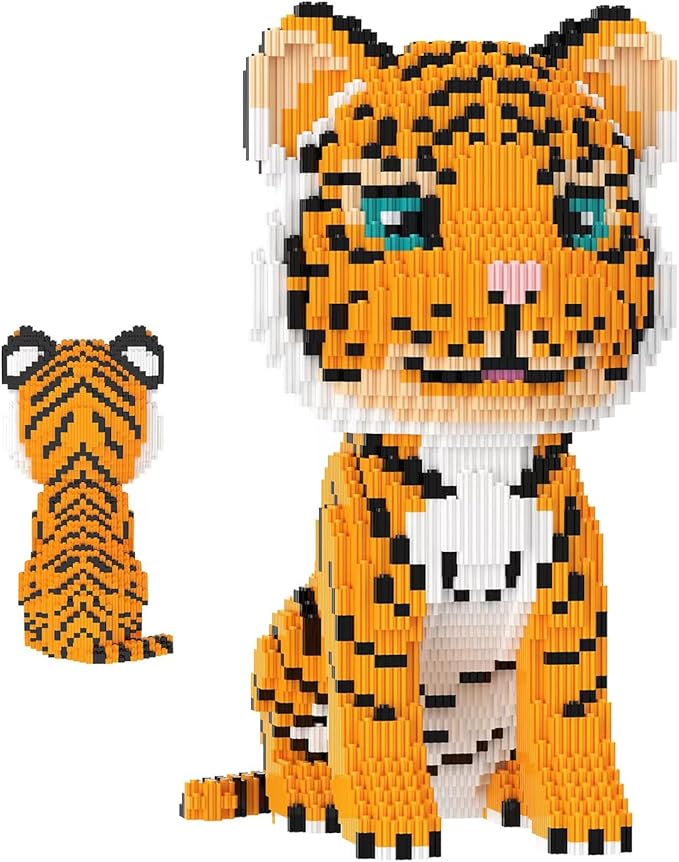 FAFAFA Toys Animal Building Sets, Micro Building Blocks, Animal Series Micro Mini Building Blocks Kit for Boys & Girls (Tiger)