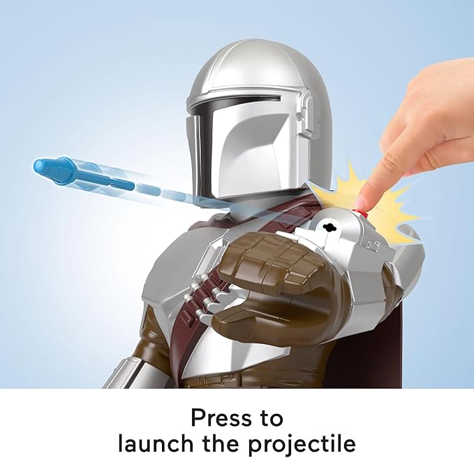 Fisher-Price Imaginext Star Wars Toy The Mandalorian XXL Figure, 16+ Inch Tall Poseable Character with Launcher for Kids Ages 3+ Years