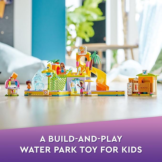 LEGO Friends Water Park Set 41720 Swimming Pool and Slides, Heartlake City Toy, Pretend Play Birthday Gift Idea for Kids Ages 6 Plus