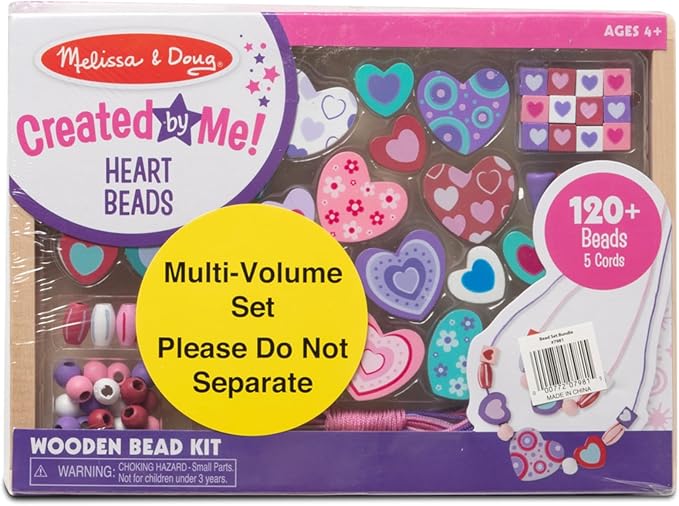 Melissa & Doug Sweet Hearts and Butterfly Friends Bead Set of 2 - 250+ Wooden Beads