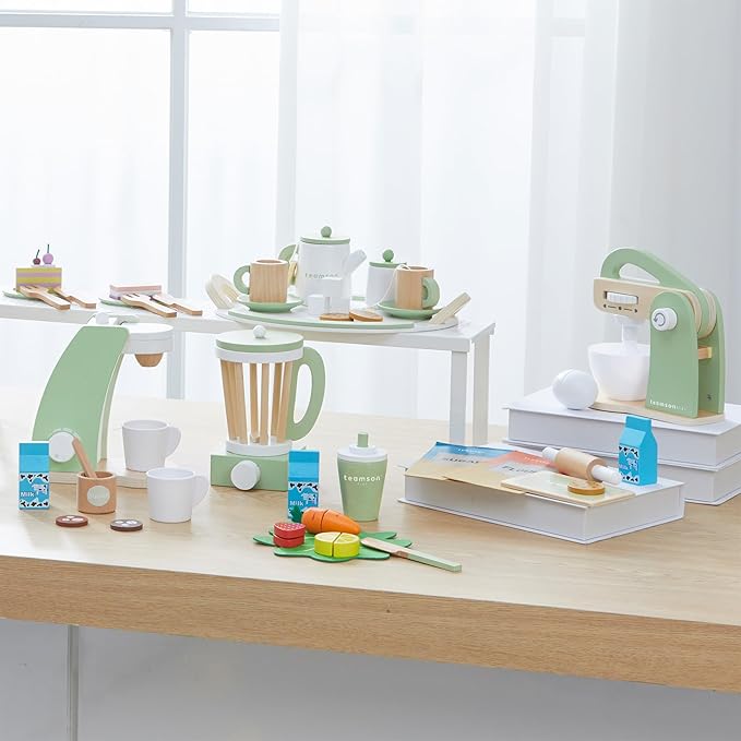 Teamson Kids Little Chef Frankfurt 20-pc. Wooden Play Kitchen Tea Party Accessory Set with Pretend Food and Cups