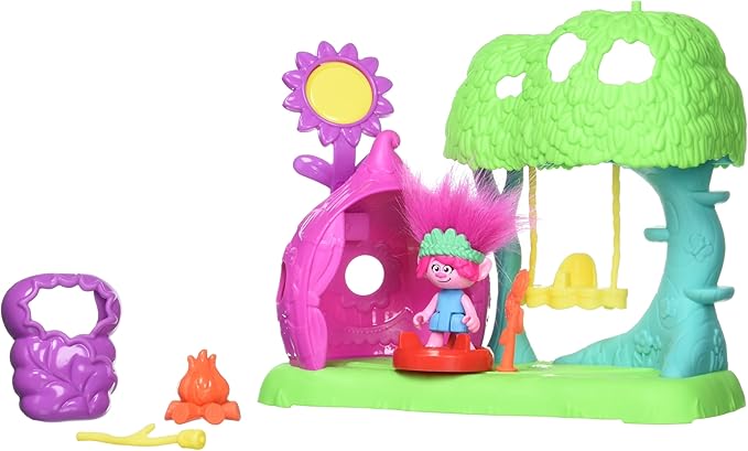 Fisher-Price Imaginext DreamWorks Trolls Toys Flower Fun Campsite Playset with Poppy Figure for Pretend Play Kids Ages 3+ Years