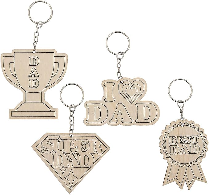 Color Your Own Wood Father'S Day Keychains - Crafts for Kids and Fun Home Activities