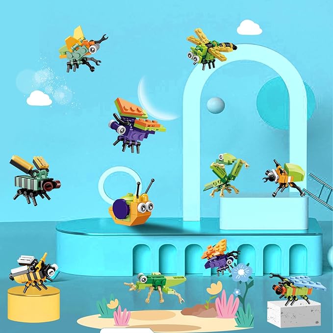 Party Favors for Kids - 12 Pack Animals Building Blocks for Goodie Bags Stocking Stuffers Classroom Prizes Birthday Gifts Toy Building Sets for Kids 6-12yrs