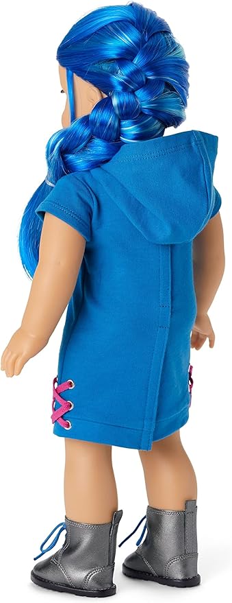 American Girl Truly Me 18-inch Doll #90 with Blue Eyes, Long Blue Hair, and Lt-to-Med Skin in Skater Dress, For Ages 6+