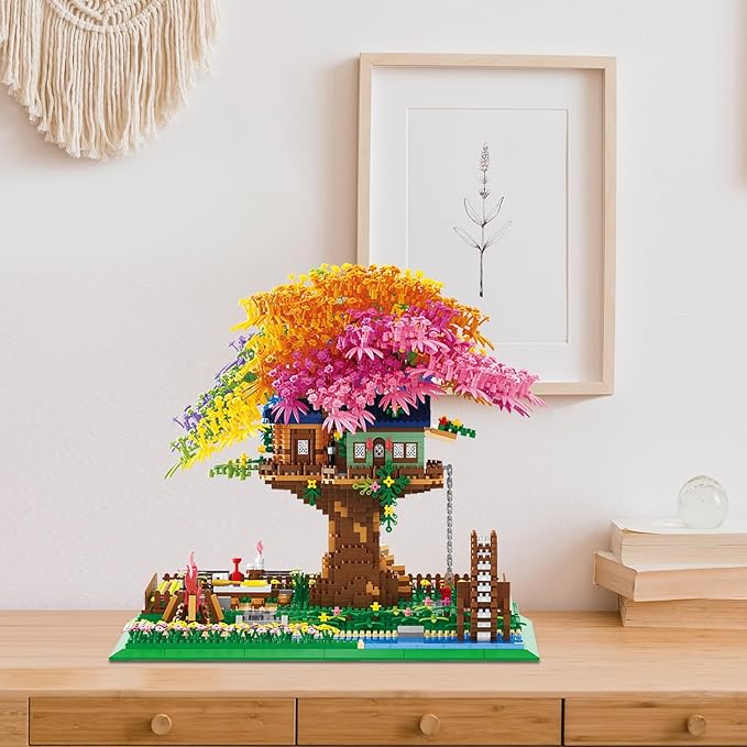 Architecture Rainbow Tree Building Block, Colorful Tree House Garden Building Blokcs, 4450PCS Building Kits Set for Adult (Not Compatible with Lego Set)