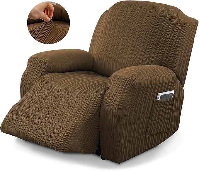 Recliner Cover Stretch Soft Couch Cover for Dogs, Sofa Slipcover for Recliner Couch Leakproof Furniture Protector for Kids, Pets (Khaki)