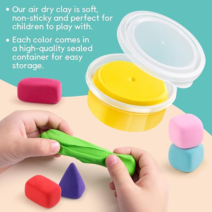 Kids Air Dry Clay Kit - Magic Clay Set with 18 Cans, 26 Project Tutorials & 4 Themed Instructional Guides