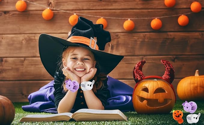 Halloween Plush Slap Bracelets, 8" Bracelets, Party Favor (3-Pack)