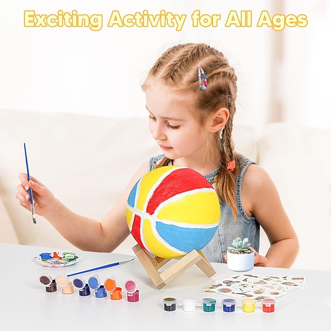 Paint Your Own Basketball Lamp Kit,16 Colors 4.7 Inch DIY 3D Basketball Night Light,Arts and Crafts for Kids Ages 4-12,Art Supplies for Kids Girls Boys Birthday Gifts