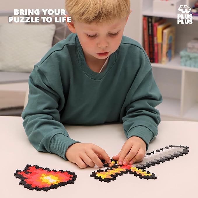 Plus Plus Puzzle by Number, 250 Piece Mini Interlocking Hashtag Color Blocks, 3D Pixel Art Kit for Kids - Adventure