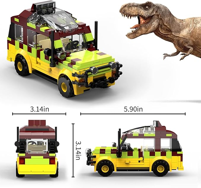Tenhorses Jurassic Car Building Set, Dinosaur World Off-Road Vehicle Jurassic Movie Brick Toys (309 Pcs), Creative Gifts for Boy or Girs Kids Age 6+.
