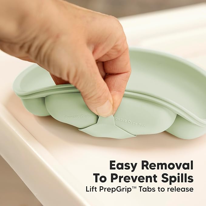 KeaBabies Suction Plates with Lids for Baby - 3-Pack 100% Silicone Suction Plates for Baby, Kids,Toddler Plates,Divided Baby Plates with Suction,Lids, BPA-Free, Microwave, Dishwasher Safe (Rain)