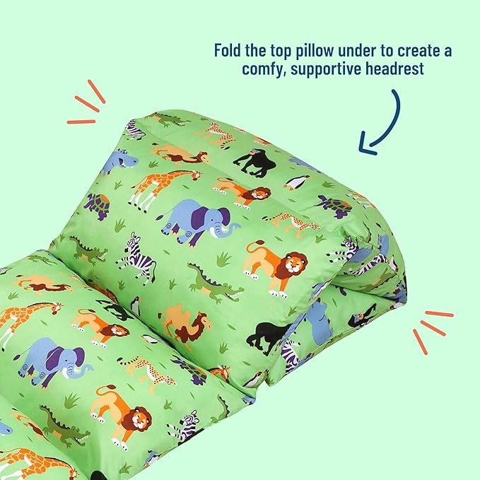 Wildkin Microfiber Pillow Lounger, 87 X 27 Inches, Wild Animals
