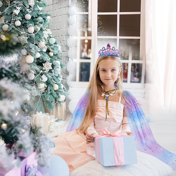 Mermaid Toddler Toys for Ages 4-6, Princess Dress Up for Girls 3-8, 10Pcs Shiny Princess Cape Set Toys for Little Girls 3 4 5 6 7, Kid Toys for Christmas Gifts Birthday Party Favors Pretend Play