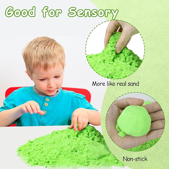 Dinosaur Sensory Bin Toys, 49 Pcs Dinosaur Sandbox Sand Kit with 2.2lb Magic Sand & Dinsoaur Figures,Sandbox with lid, Play Sand Kit, Kid Sensory Bins Birthday Gift for 3 4 5 6 7 8 Years Old