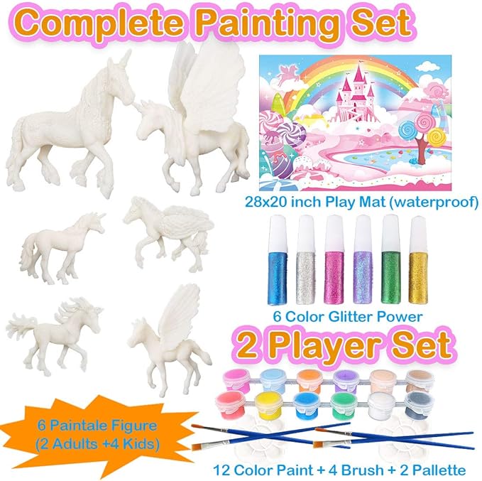 Yileqi Unicorn Painting Kit - Paint Craft for Girls, Arts and Crafts for Kids Age 4-9 - DIY Unicorn Party Favors and Activities