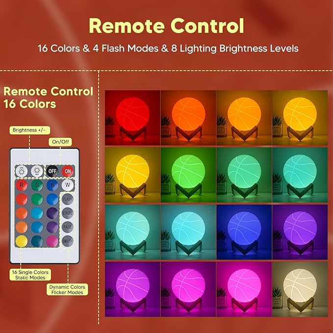 Paint Your Own Basketball Lamp Kit,16 Colors 5.9 Inch DIY 3D Basketball Night Light,Arts and Crafts for Kids Ages 4-12,Art Supplies for Kids Girls Boys Birthday Gifts