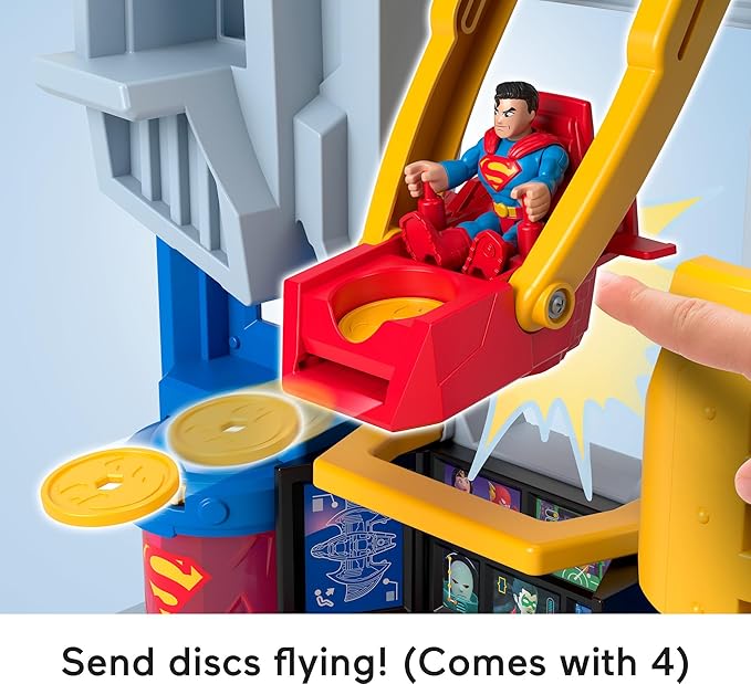 Fisher-Price Imaginext DC Super Friends Batman Toy, Ultimate Headquarters Playset 2-Ft Tall, Lights Sounds & 10 Pieces for Kids Ages 3+ Years